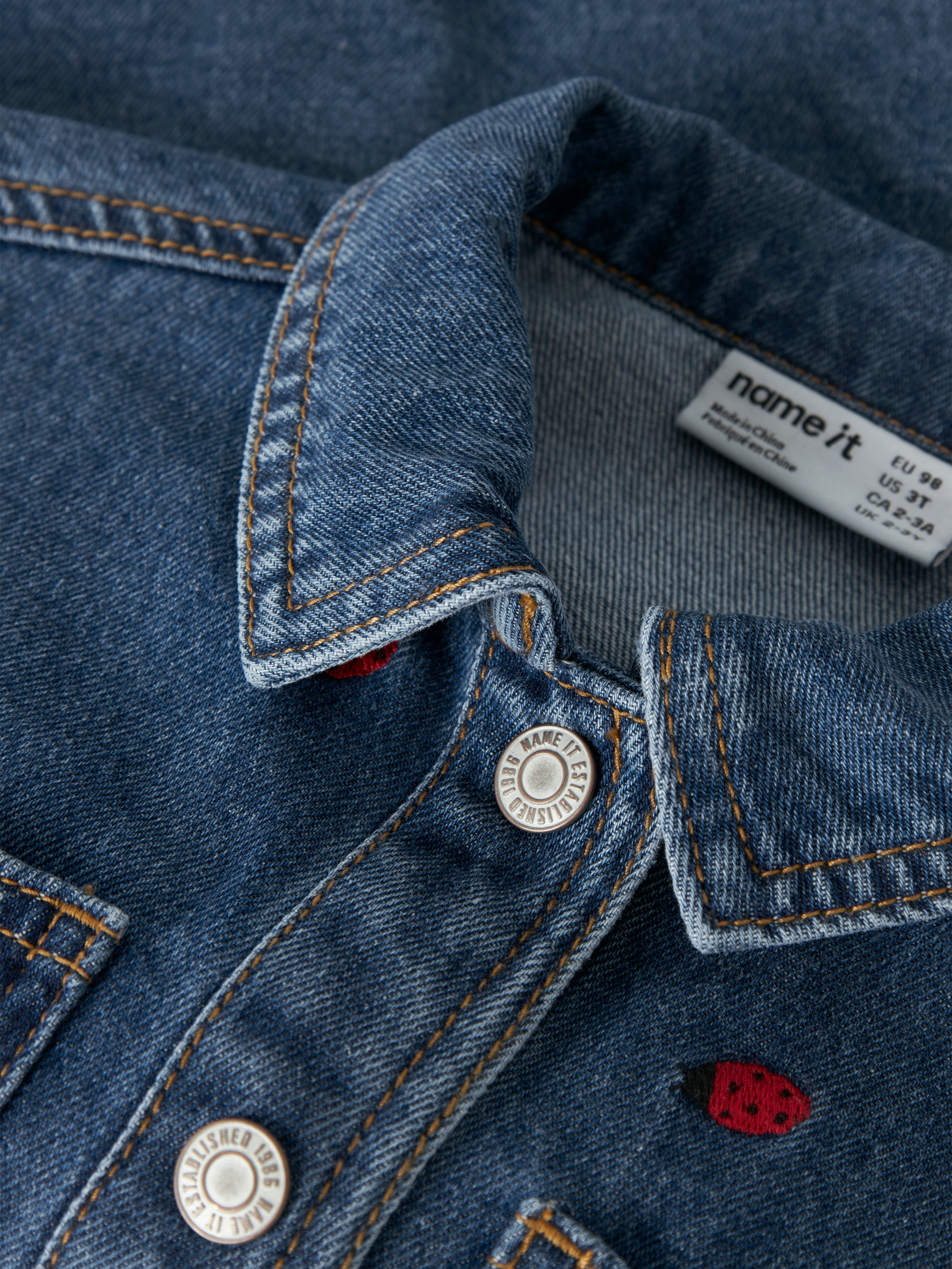 Name It Nina - Emb Denim Jacket - Medium Blue Denim/Lady Bug