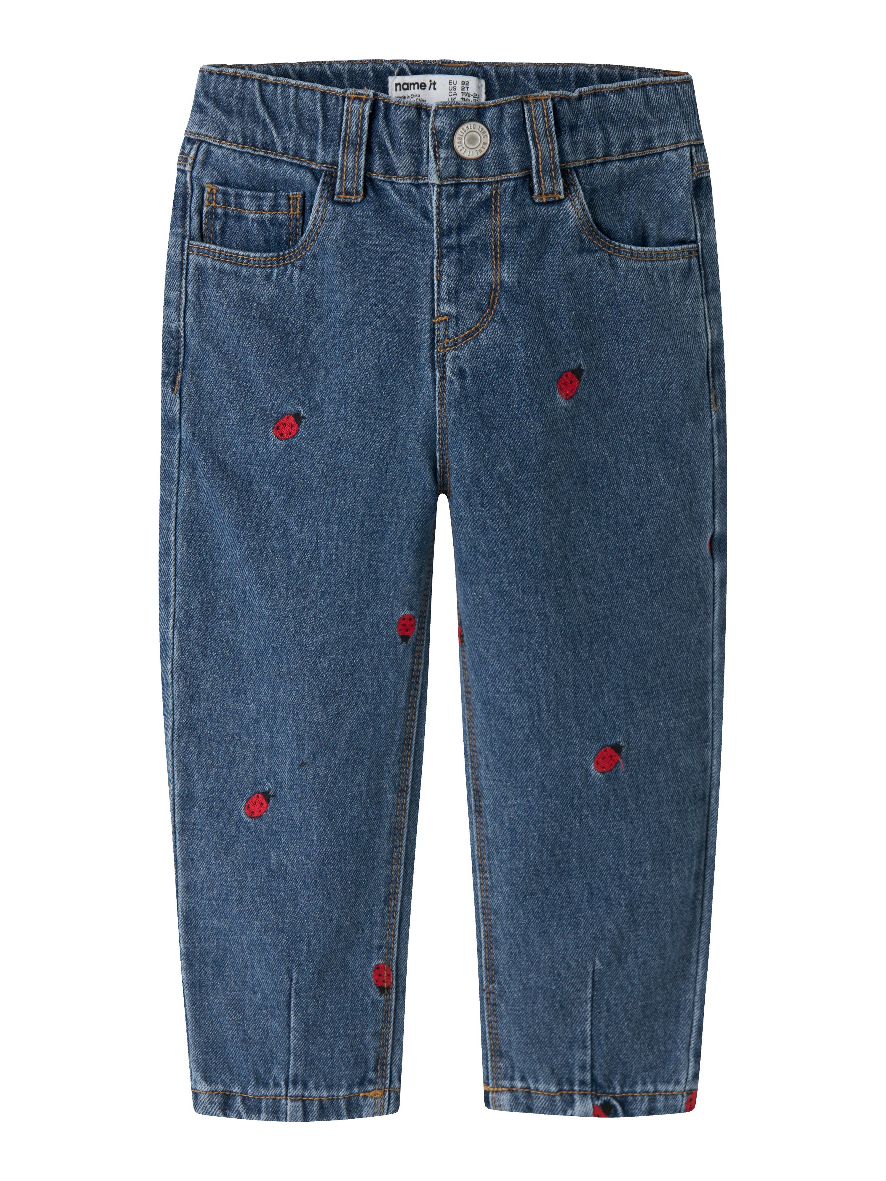 Name It Bella - Mom Emb Jeans - Medium Denim Blue