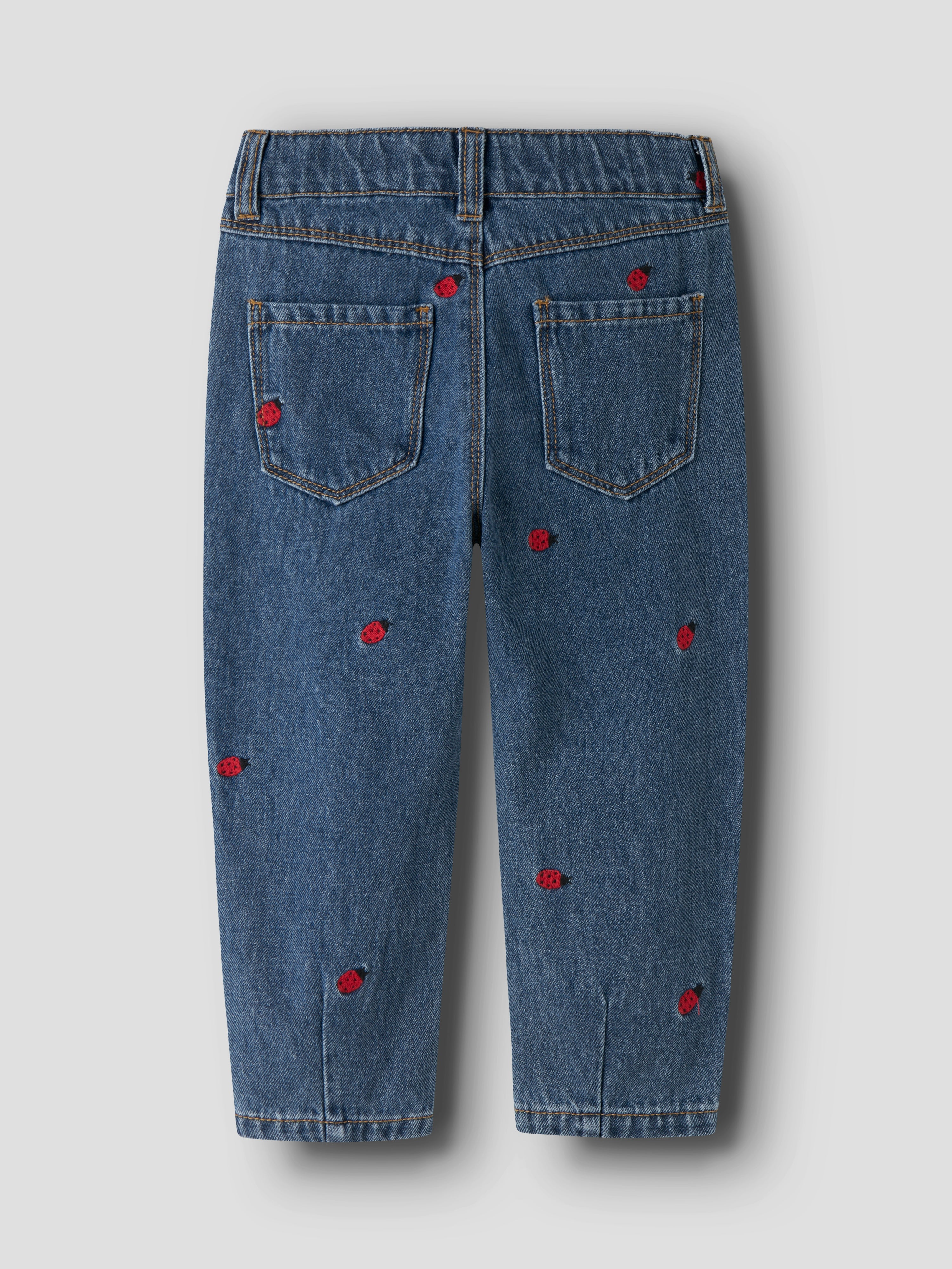 Name It Bella - Mom Emb Jeans - Medium Denim Blue/Lady Bug