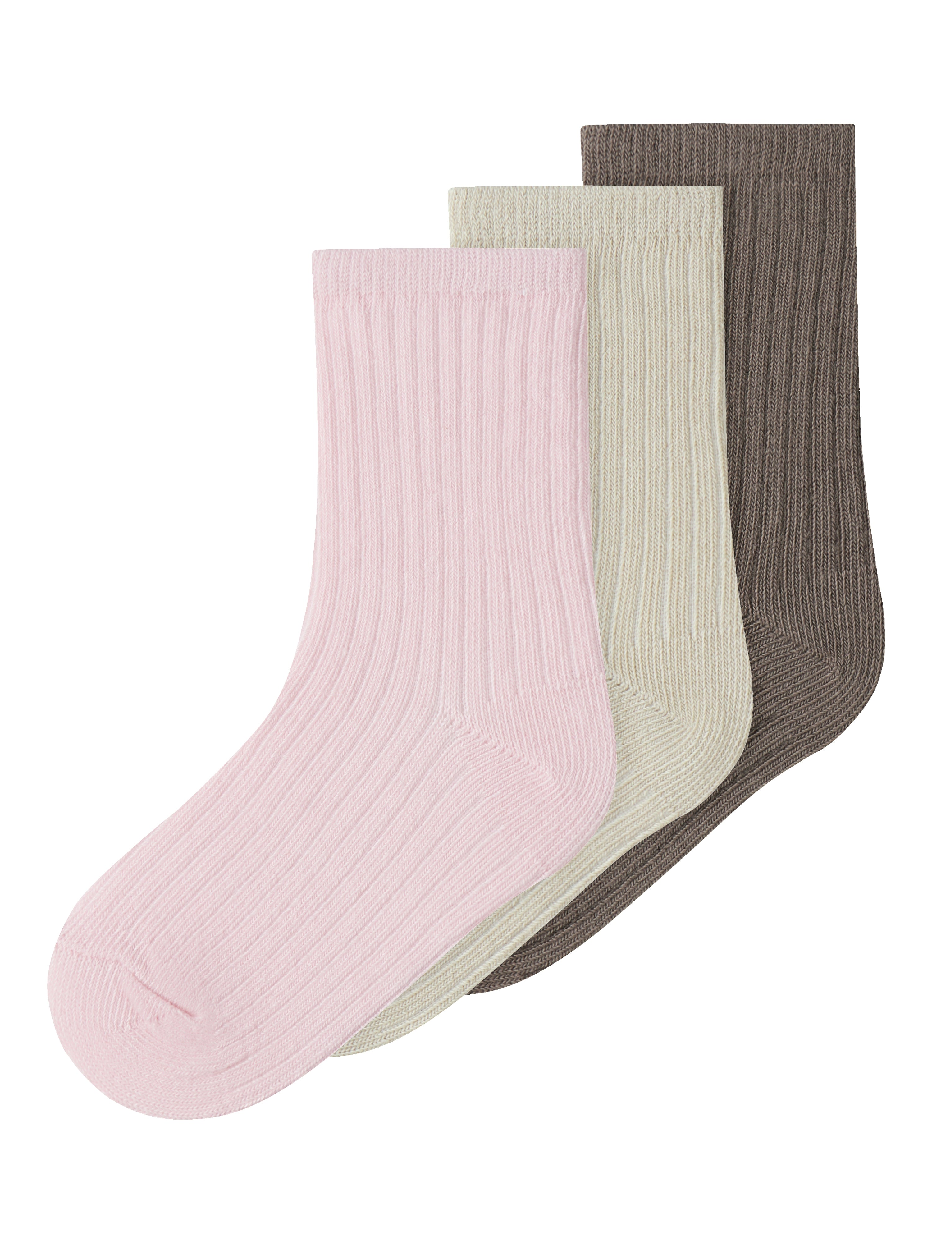 Name It Nobba 3 pack strømper - Almond Milk/Brown Lentil/Cradle Pink