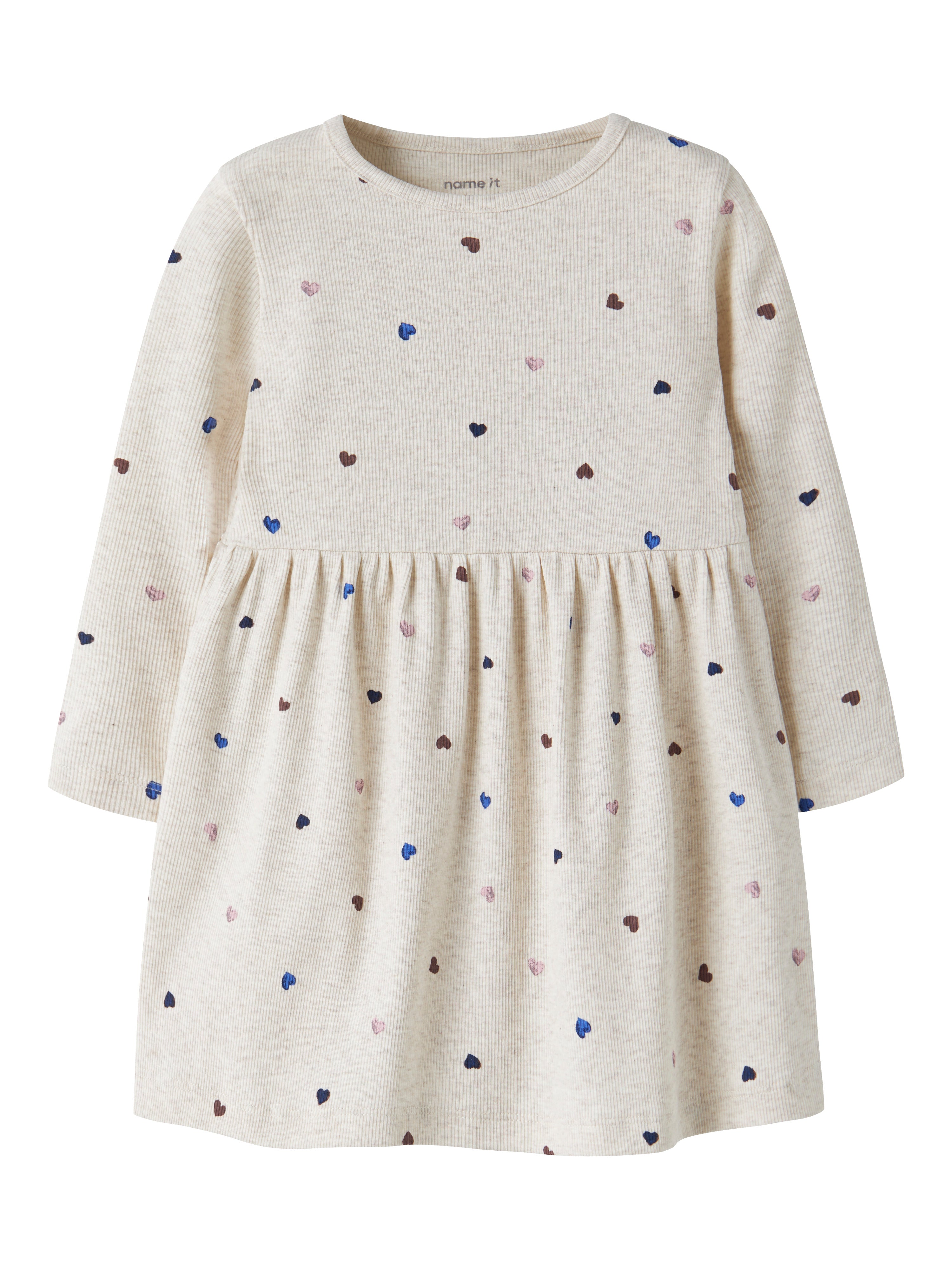 Name It Nutti - LS Dress - Peyote Melange / Hearts