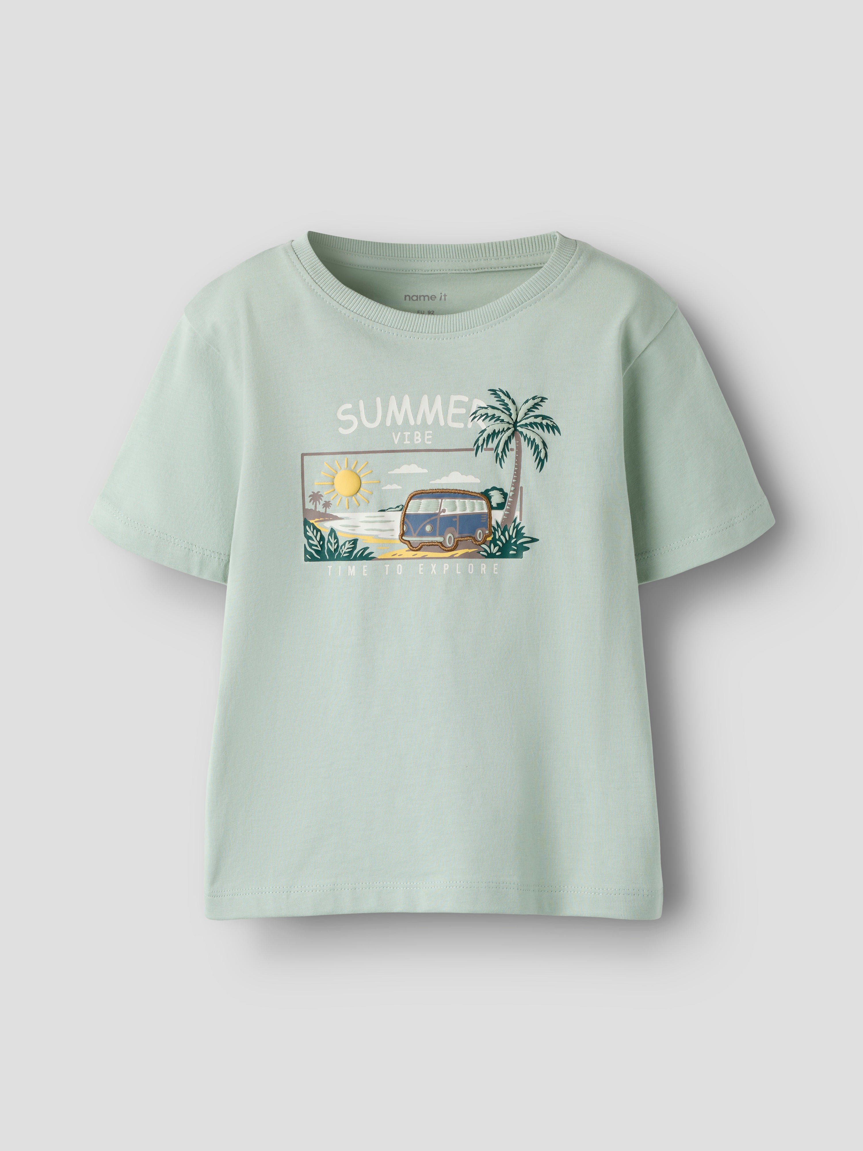 Name It Finnur - SS Top - Aqua Gray