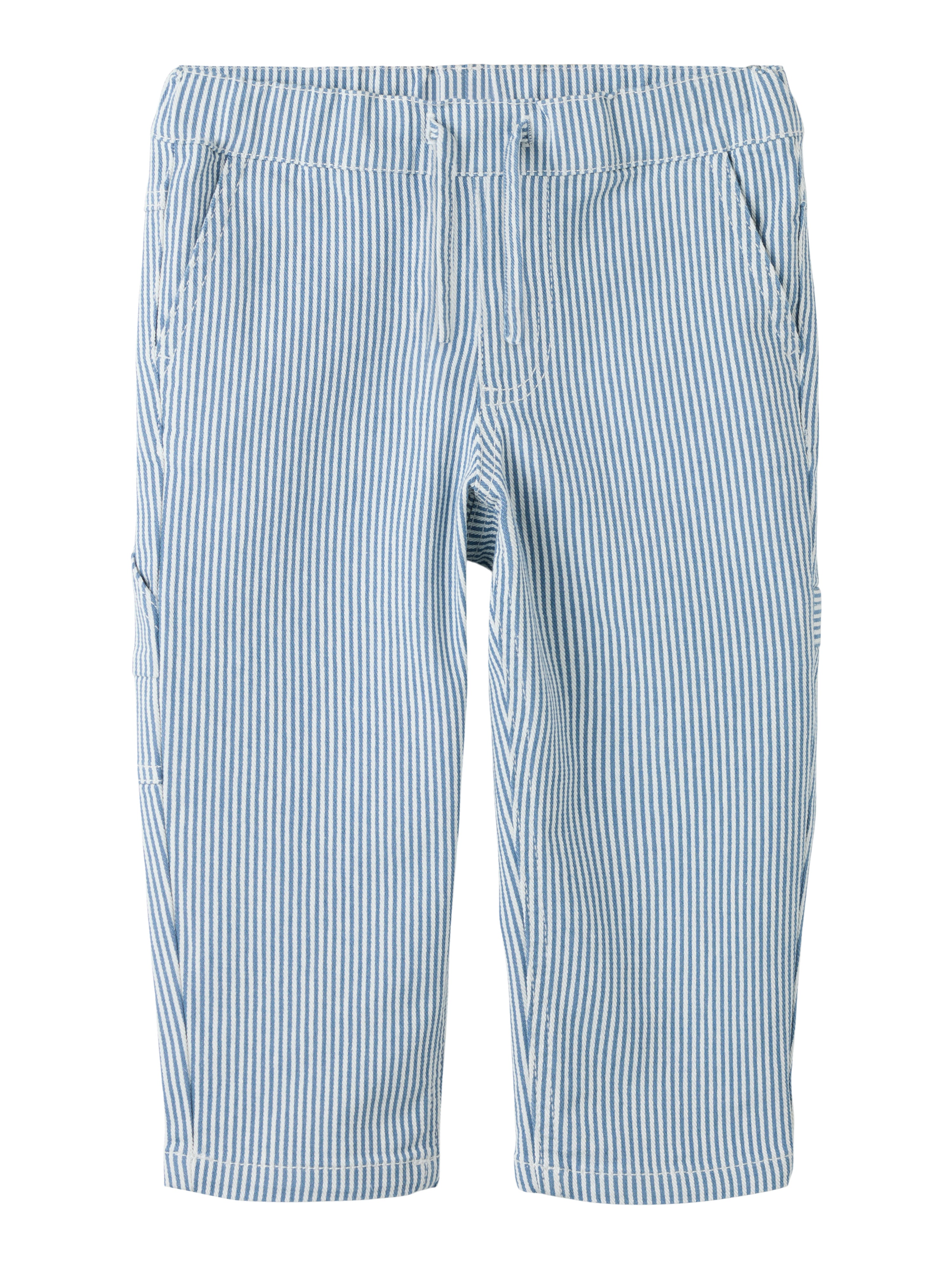 Name It Nola - Tap Stripe Pants - White/Moonlight Blue