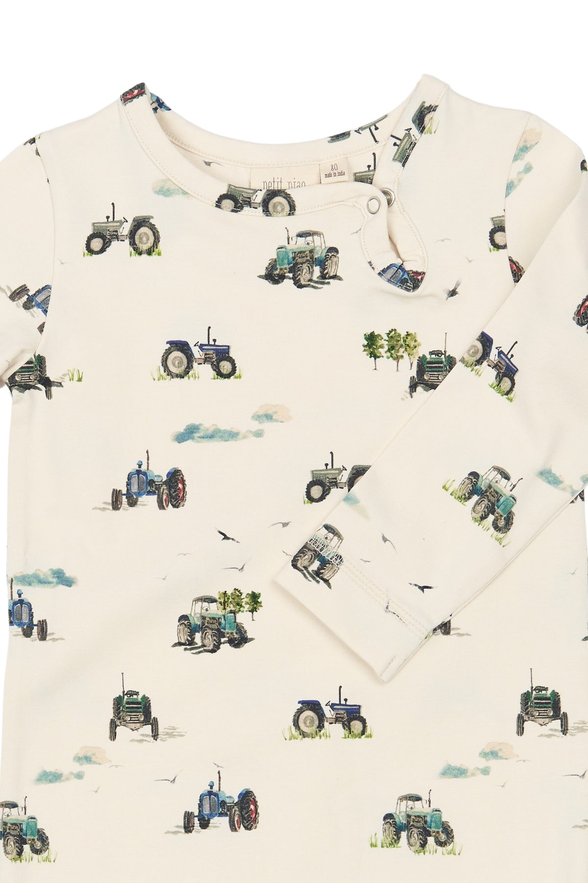 Petit Piao Star - LS Jumpsuit - Eggnog / Tractor AOP