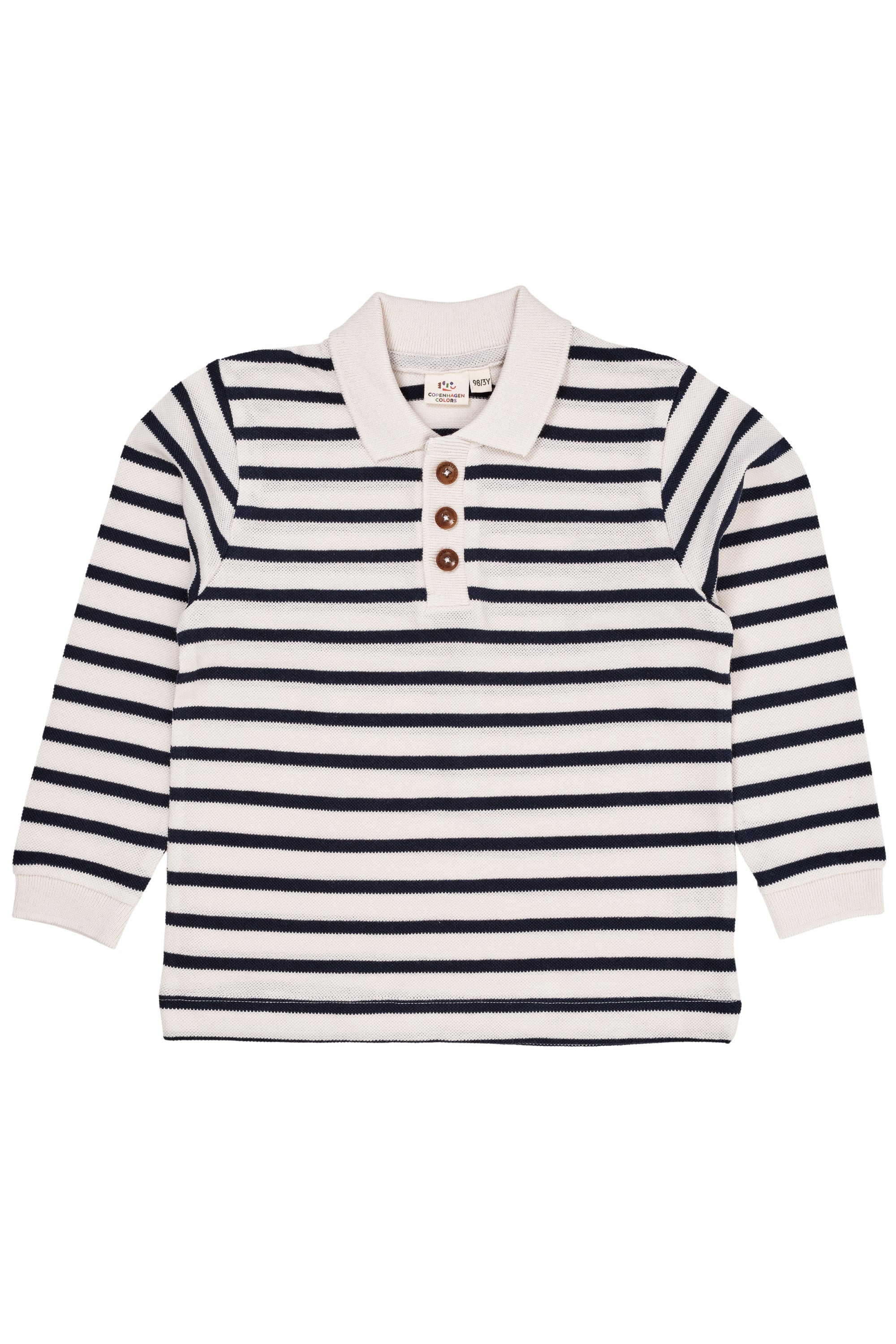 Copenhagen Colors Polo med Striber - Cream/Navy Stripe