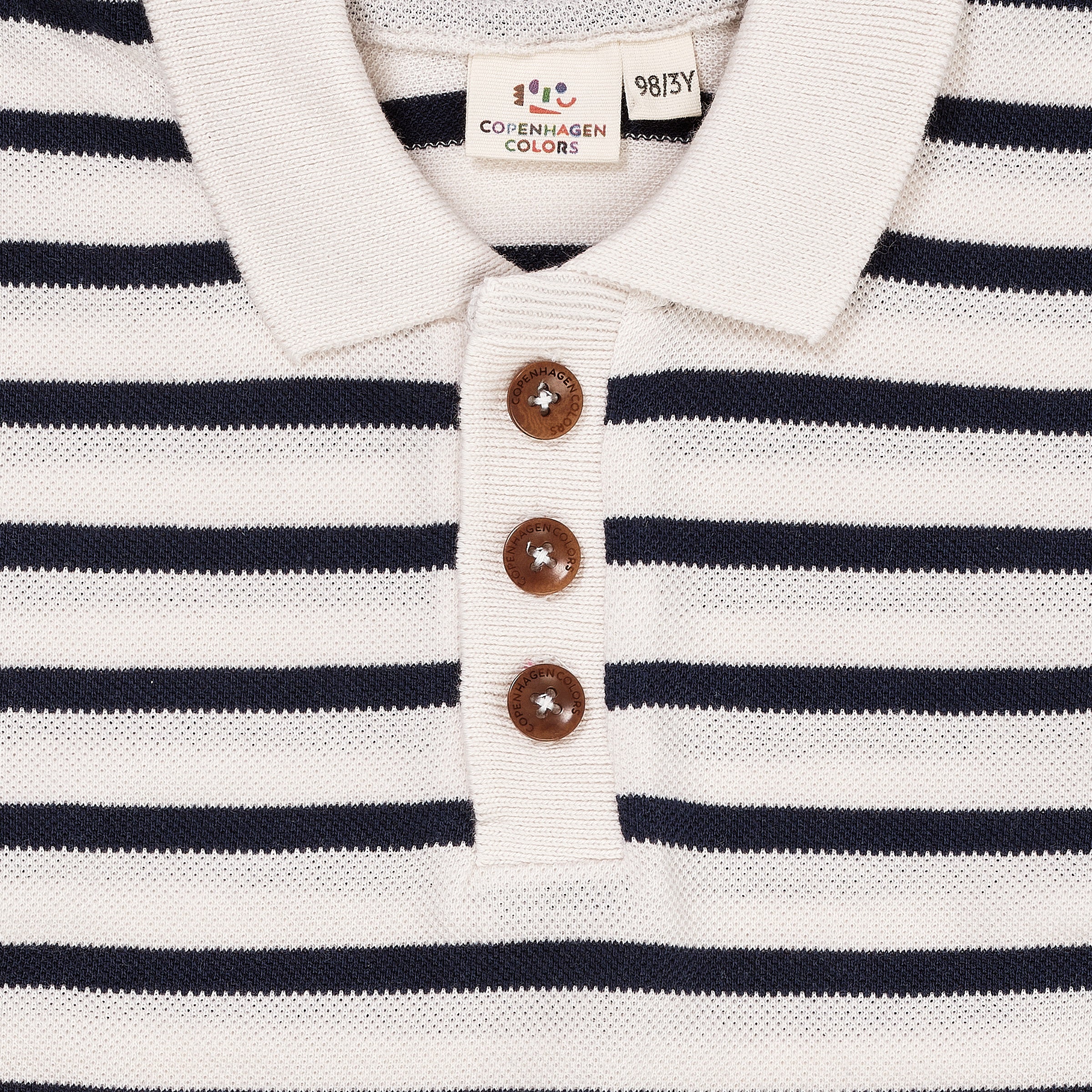 Copenhagen Colors Polo med Striber - Cream/Navy Stripe