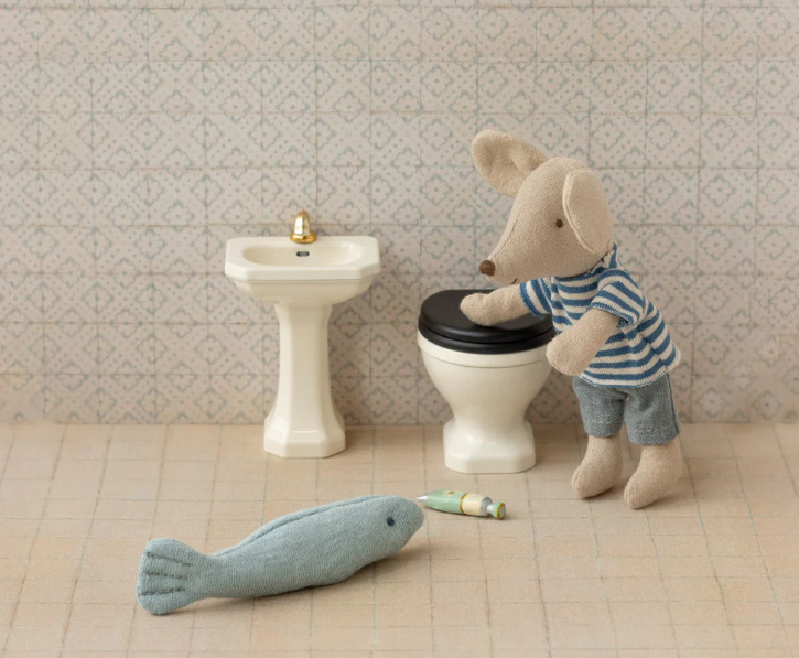 Maileg Badeværelsesvask, Mus - Råhvid