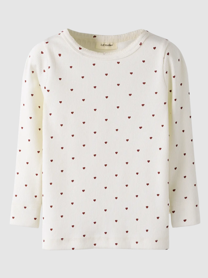Lil Atelier Gago Slim Shirt NOOS - Coconut Milk Heart