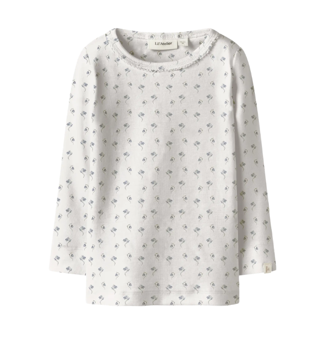 Lil Atelier Gayo Sag LS Slim Top - Coconut Milk Bell Flower