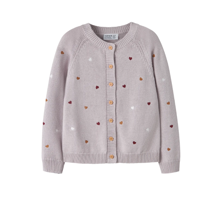 Name It Teart LS Knit Cardigan - Lilac Marble