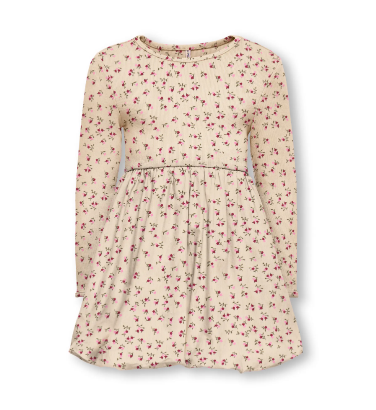 Only Mini Trinny Life LS Bal Dress - Whitecap Gray Sia Open Ditsy