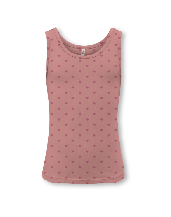 Only Mini Lola Tank Top - Ash Rose Heart/Rose Wine