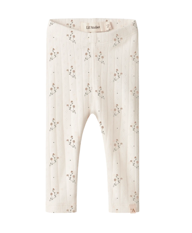 Lil Atelier Rachello Ria Slim Leggings - Coconut Milk/Flower