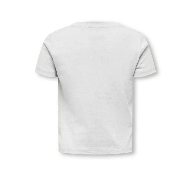 Only Mini Vega Life SS emb Tee - Cloud Dancer EMB Ice Cream