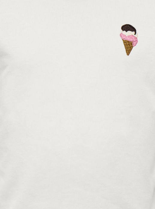 Only Mini Vega Life SS emb Tee - Cloud Dancer EMB Ice Cream