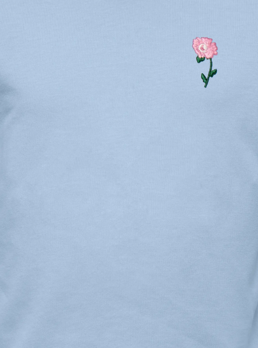 Only Mini Vega Life SS emb Tee - Soft Chambray EMB. Flower