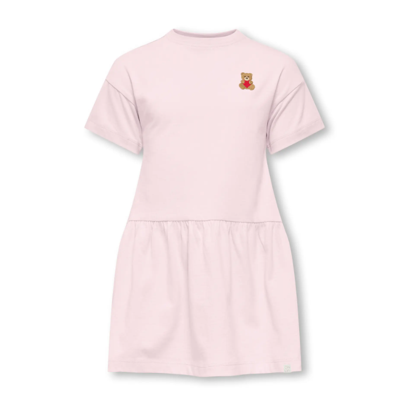 Only Mini Maiken Life SS Dress - Barely Pink/Bear