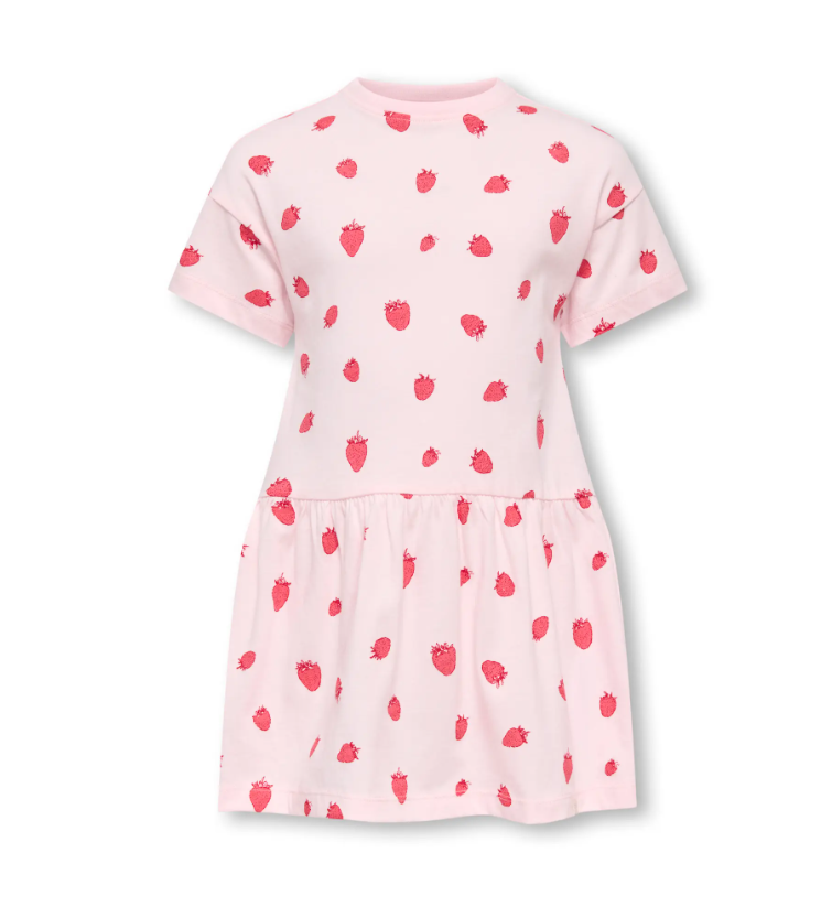 Only Mini Maiken Life SS Dress - Barely Pink/Strawberry
