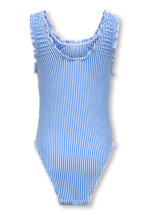 Only Mini Sun Structure Swimsuit - Ultramarine Cloud Dancer EMB Strawberry