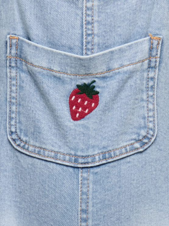 Only Mini Lucy Berry Overall Shorts - Light Blue Denim