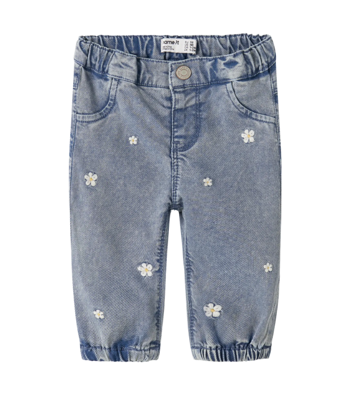 Name It Rose Mom Jeans - Light Blue Denim/Flowers
