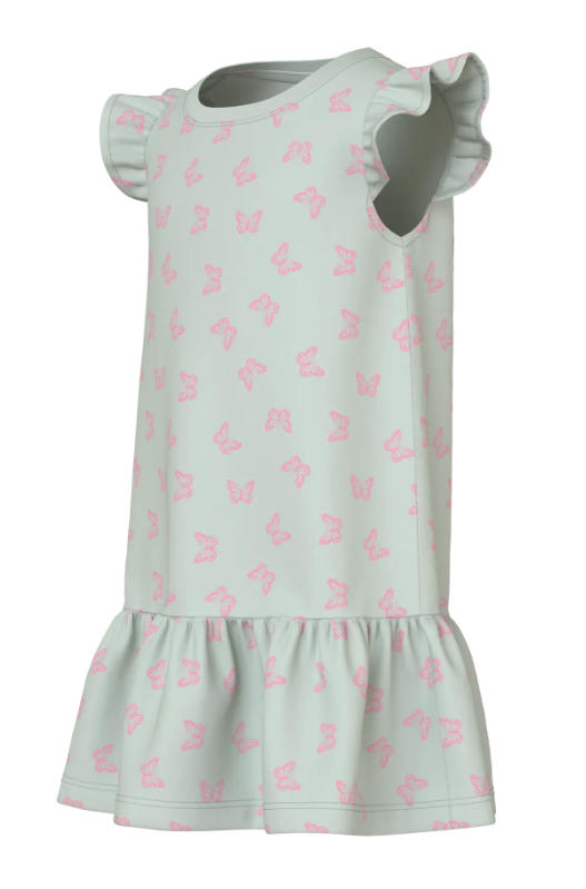 Name It Vida Dress - Pale Aqua Pink/Butterflies