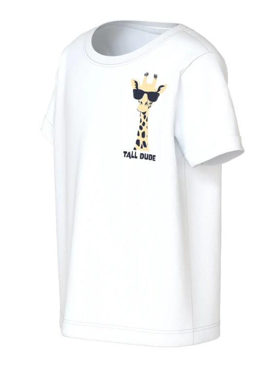 Name It Vux - SS Reg Top - Bright White/Giraffe