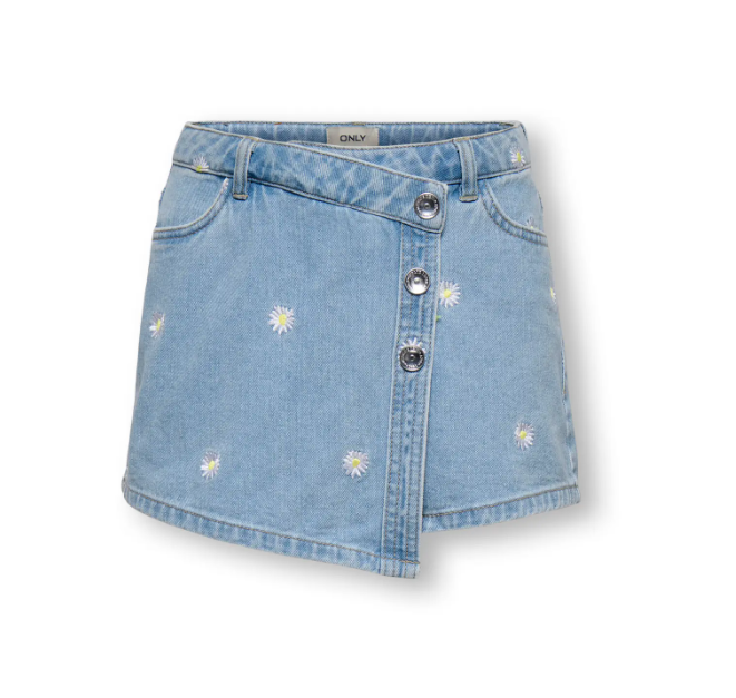 Only Mini Lesly - Daisy Denim Skort - Light Blue Denim