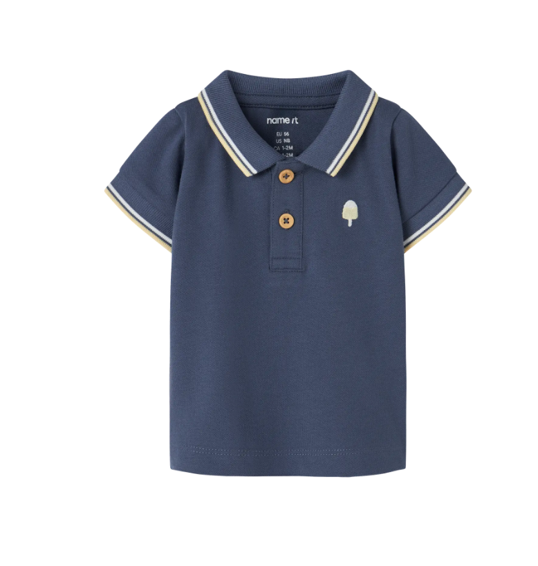 Name It Jarl - SS Polo Top - Vintage Indigo