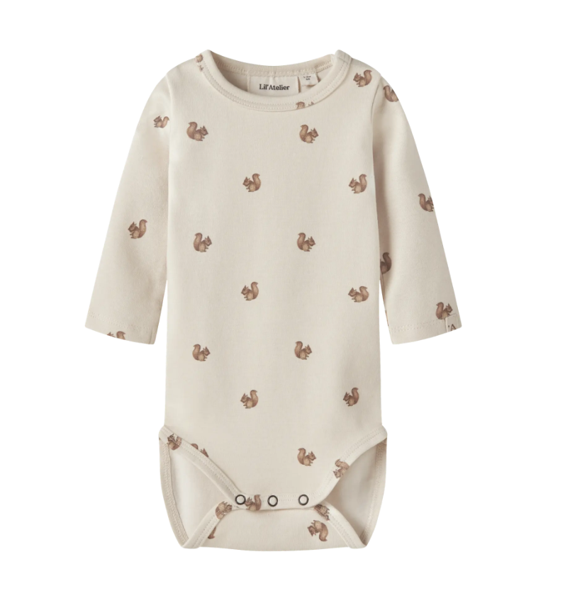 Lil Atelier Layo - Kim LS Slim Body NOOS -Turtledove/Squirrel
