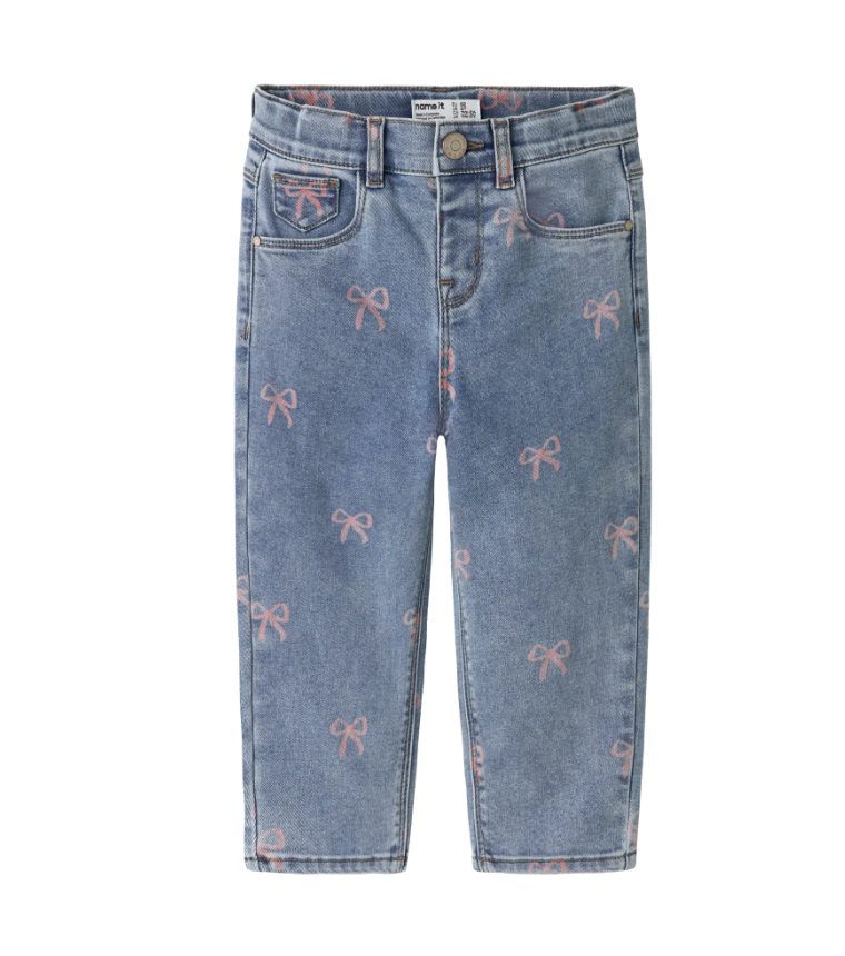 Name It Bella - Mom Shaped Jeans NOOS - Medium Blue Denim/Bow