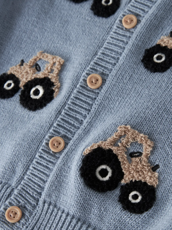 Name It London - LS Knit Cardigan - Ashley Blue/Tractor