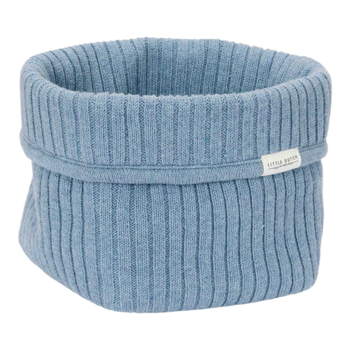 Little Dutch - Strikket Opbevaringskurv - Pure Denim Blue