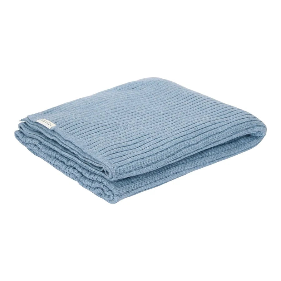 Little Dutch - Strikket Tæppe 110x140cm - Pure Denim Blue