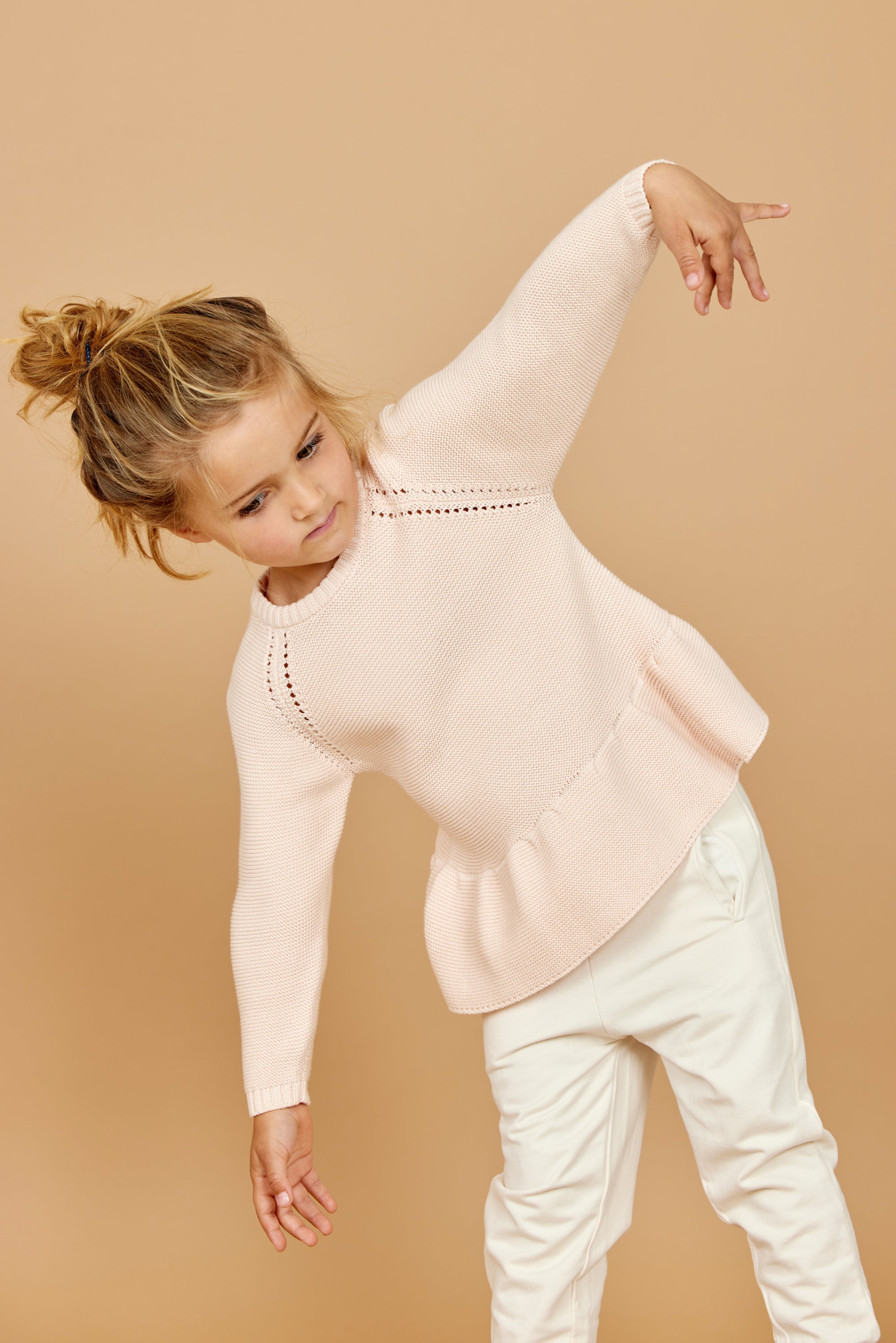 Copenhagen Colors Strik Bluse med flæse - Soft Pink