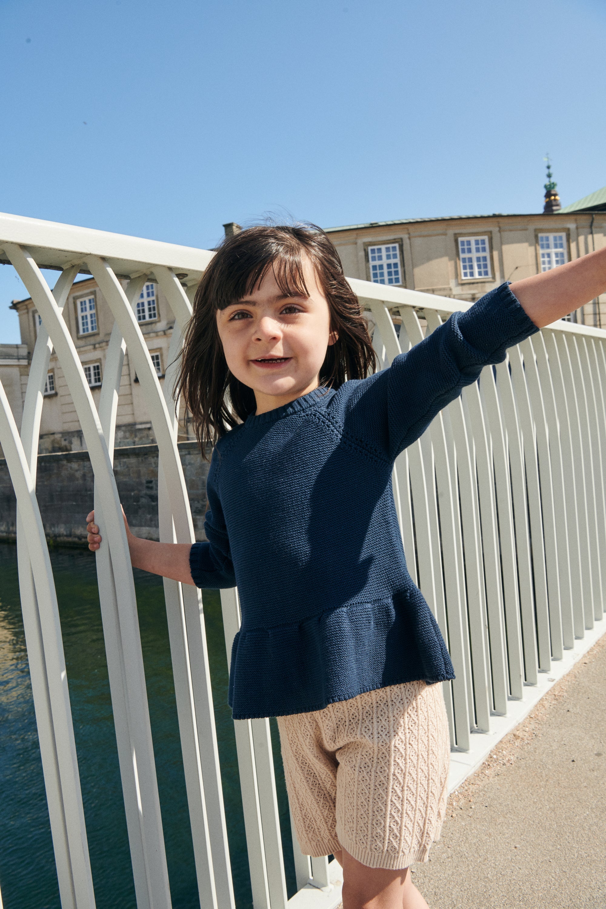 Copenhagen Colors Strik Bluse med flæse - Navy