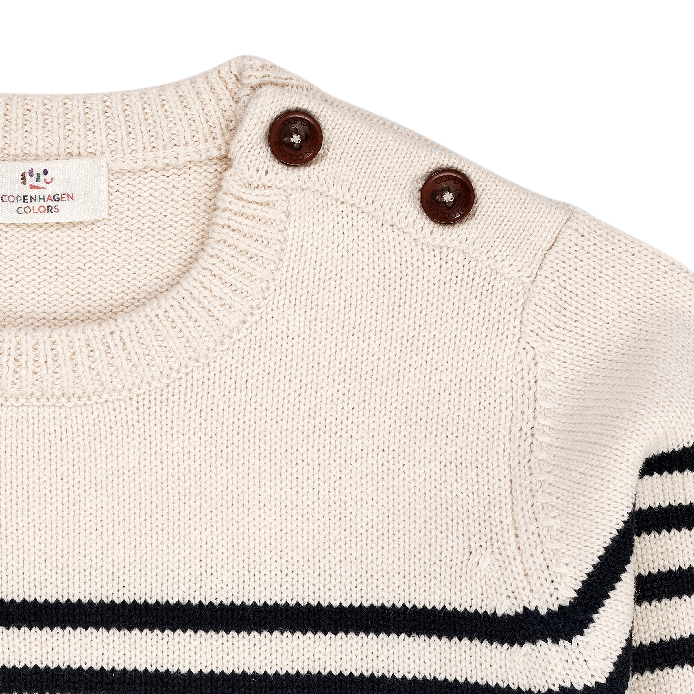 Copenhagen Colors Strik Bluse med Striber - Cream/Navy