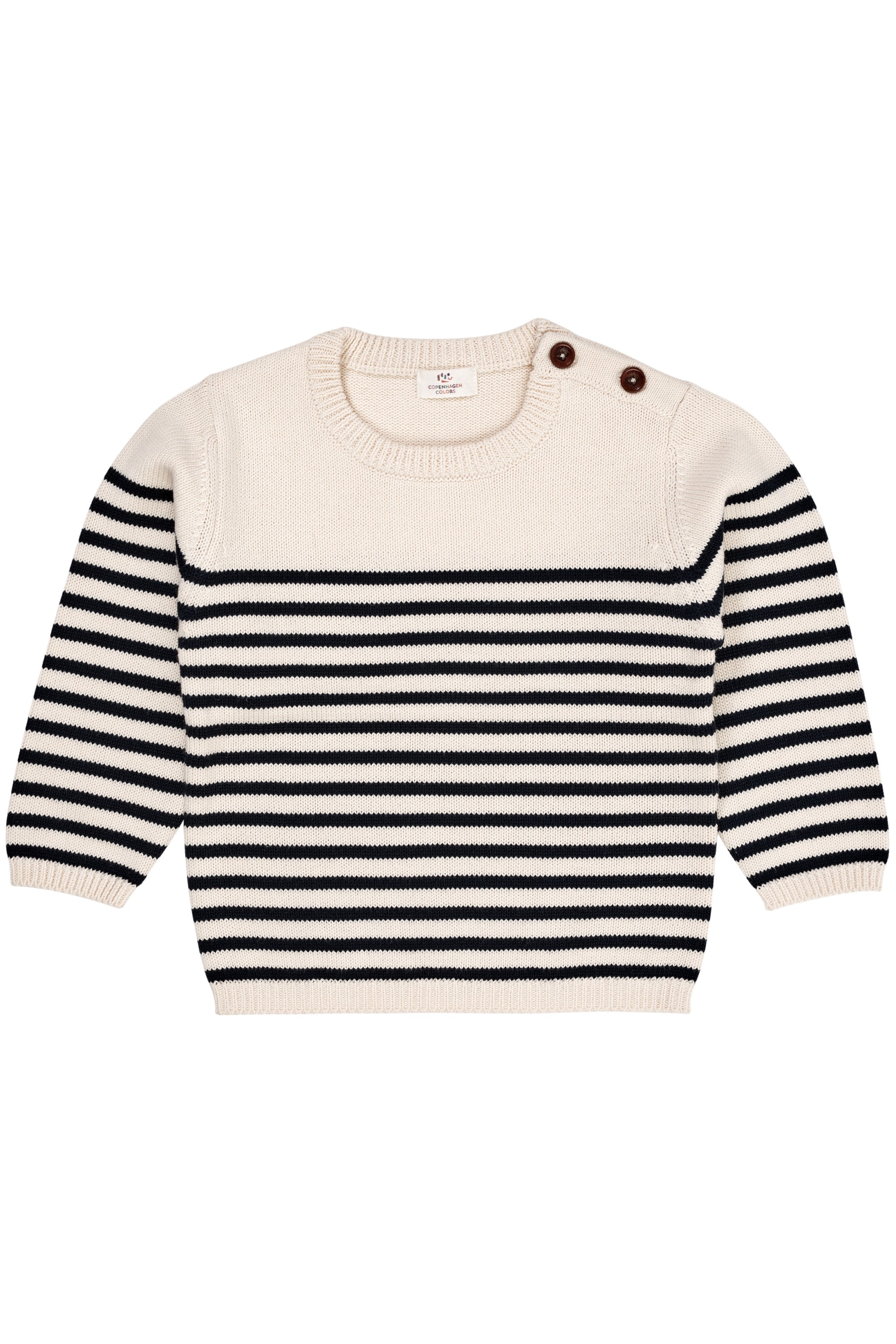 Copenhagen Colors Strik Bluse med Striber - Cream/Navy