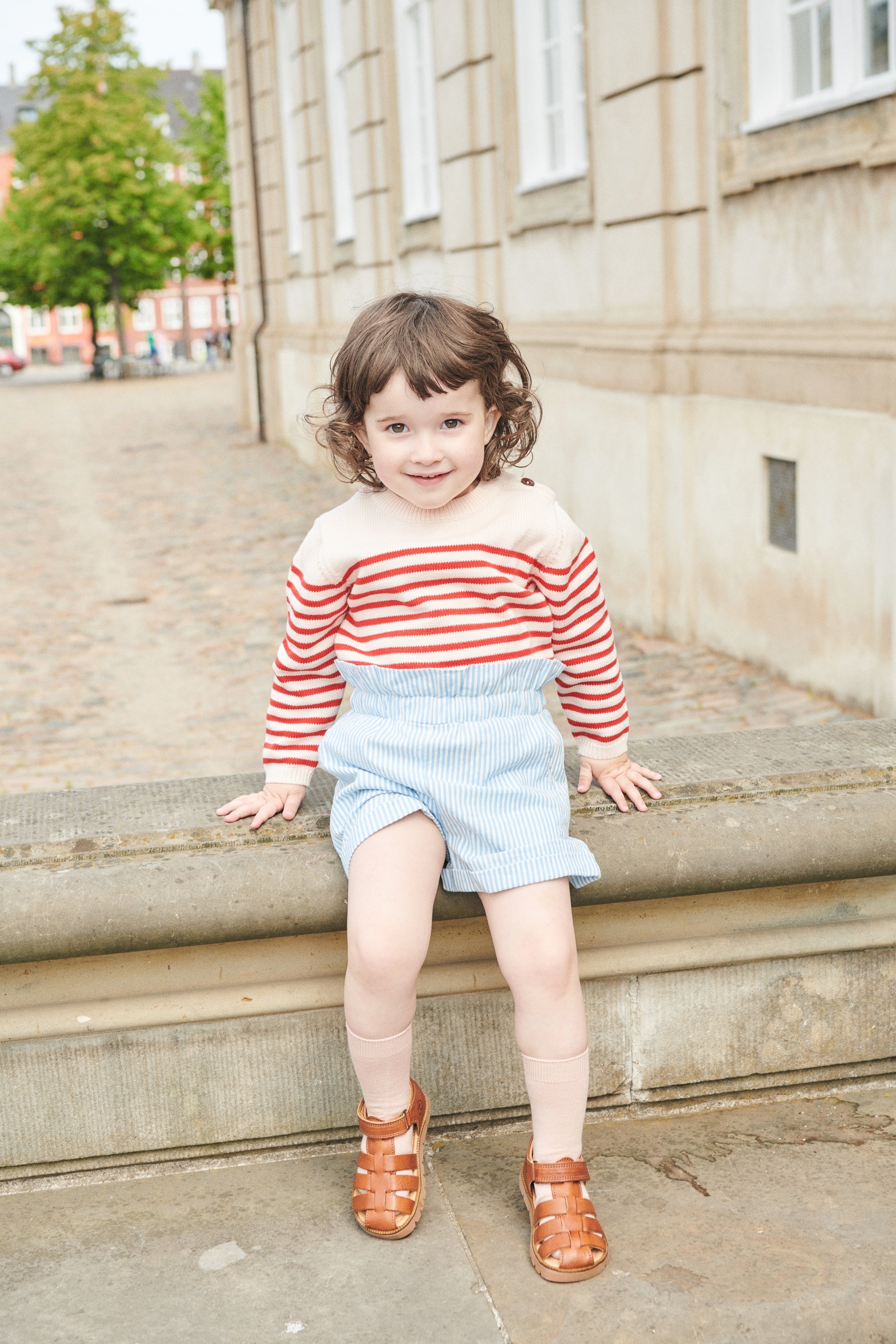 Copenhagen Colors Strik Bluse med Striber - Dusty Rose/Rød