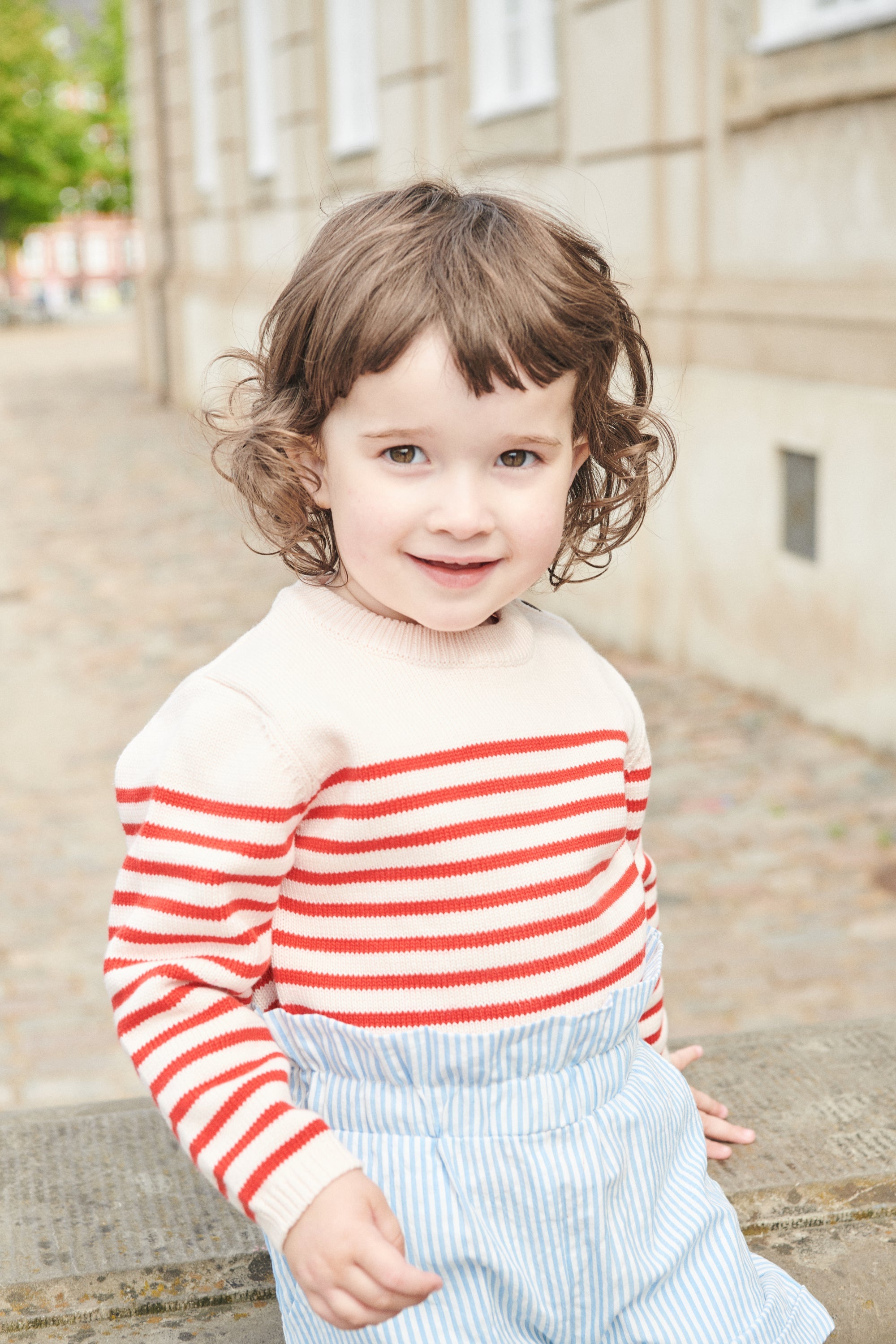 Copenhagen Colors Strik Bluse med Striber - Dusty Rose/Rød