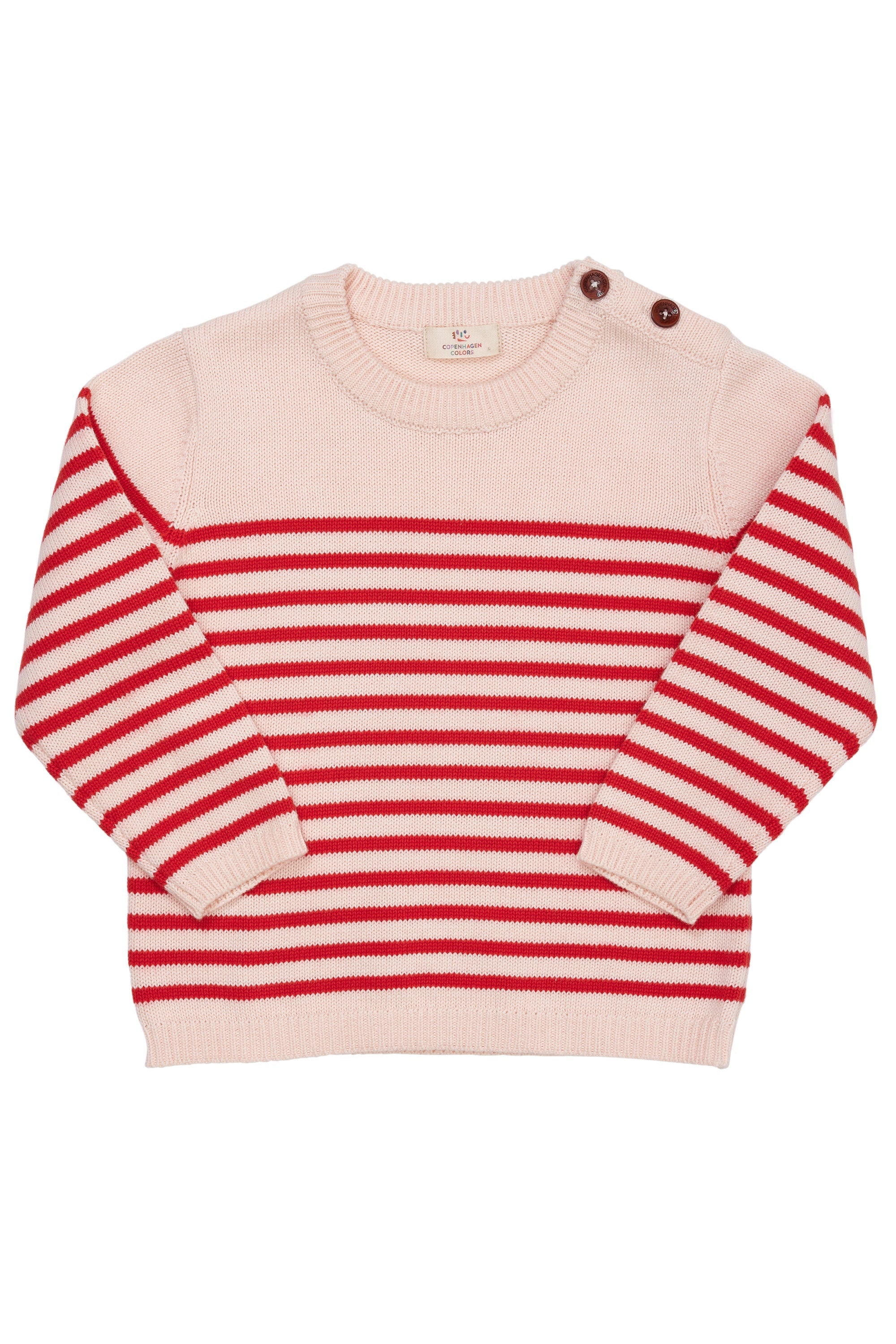 Copenhagen Colors Strik Bluse med Striber - Dusty Rose/Rød