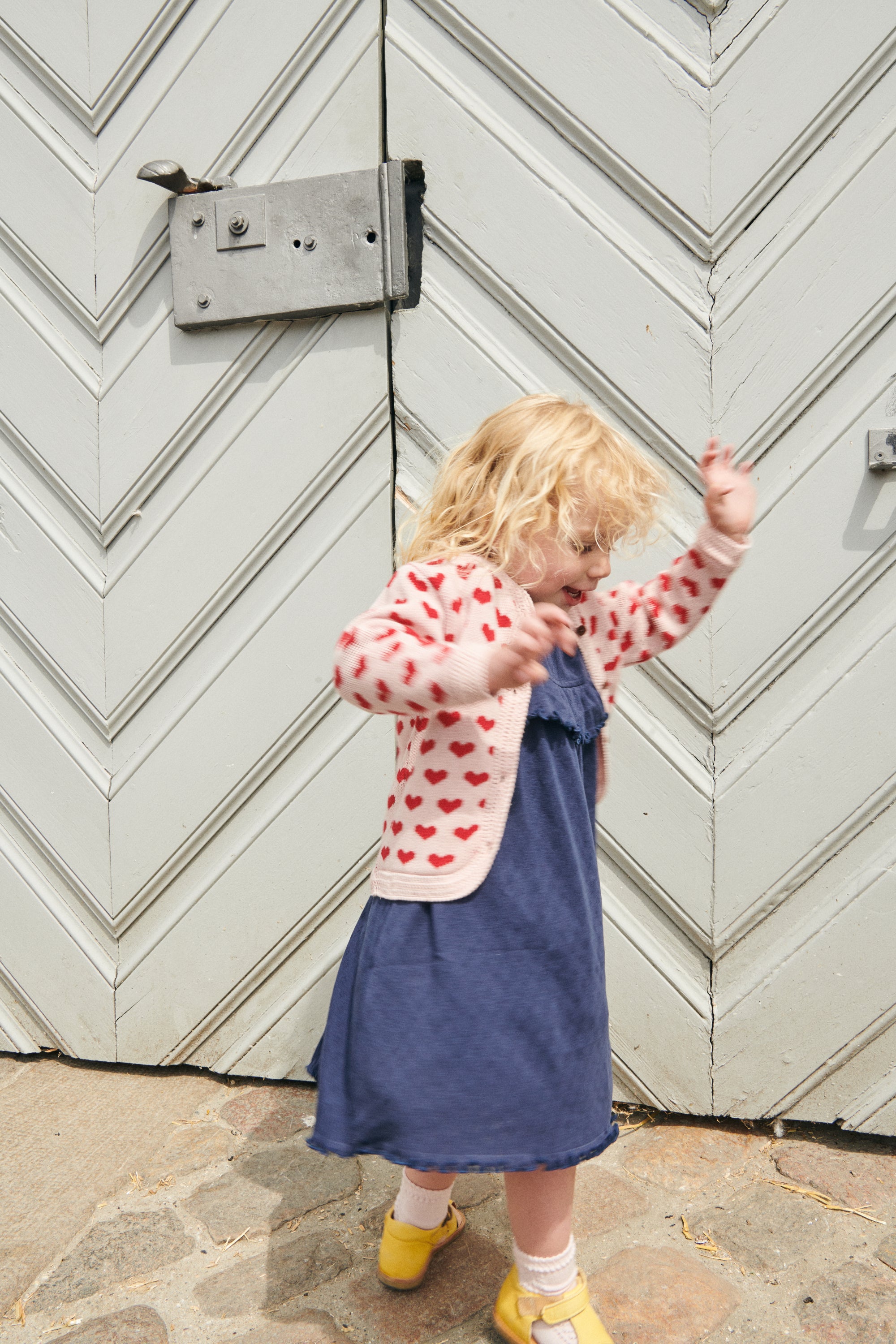Copenhagen Colors Strik Cardigan med hjerter - Dusty Rose