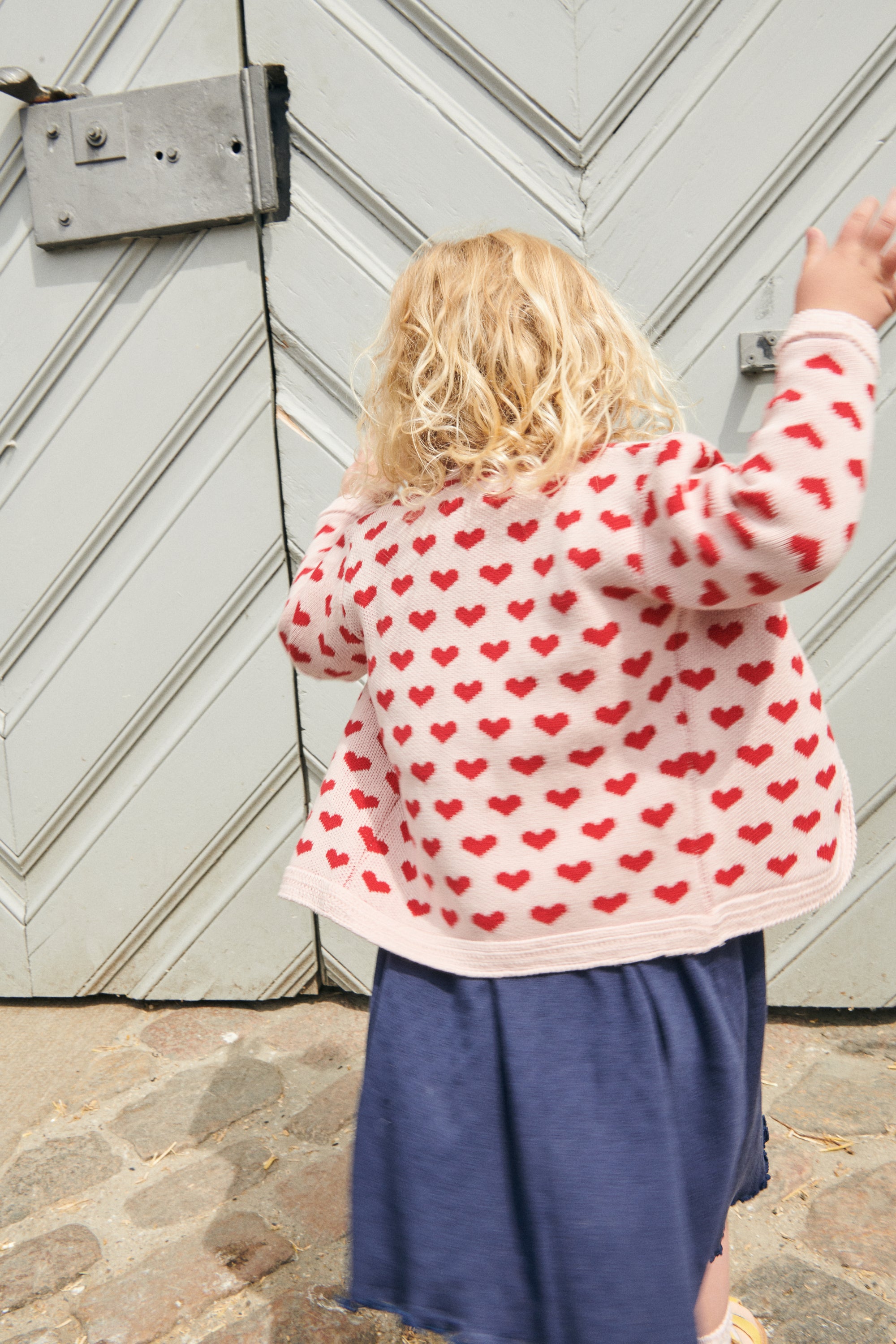 Copenhagen Colors Strik Cardigan med hjerter - Dusty Rose