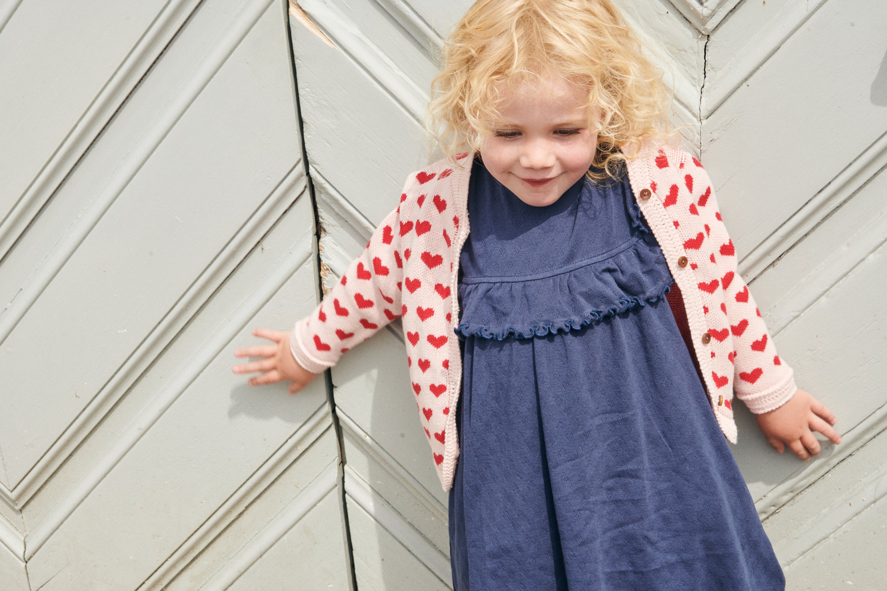 Copenhagen Colors Strik Cardigan med hjerter - Dusty Rose