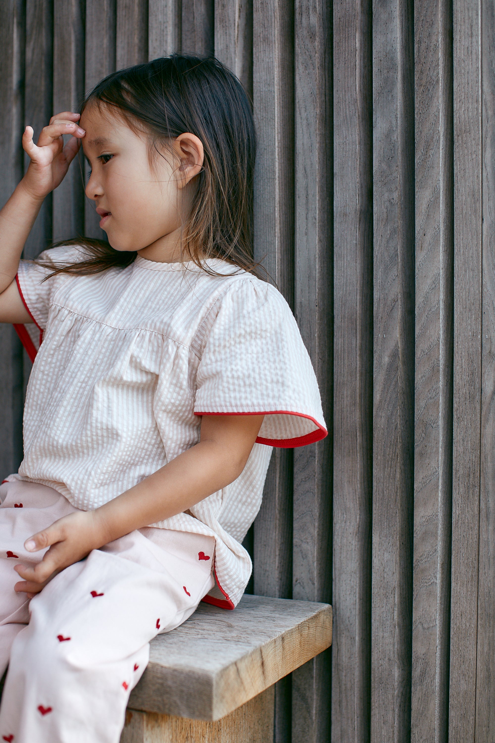 Copenhagen Colors Bluse - Dusty Rose/Cream stripe