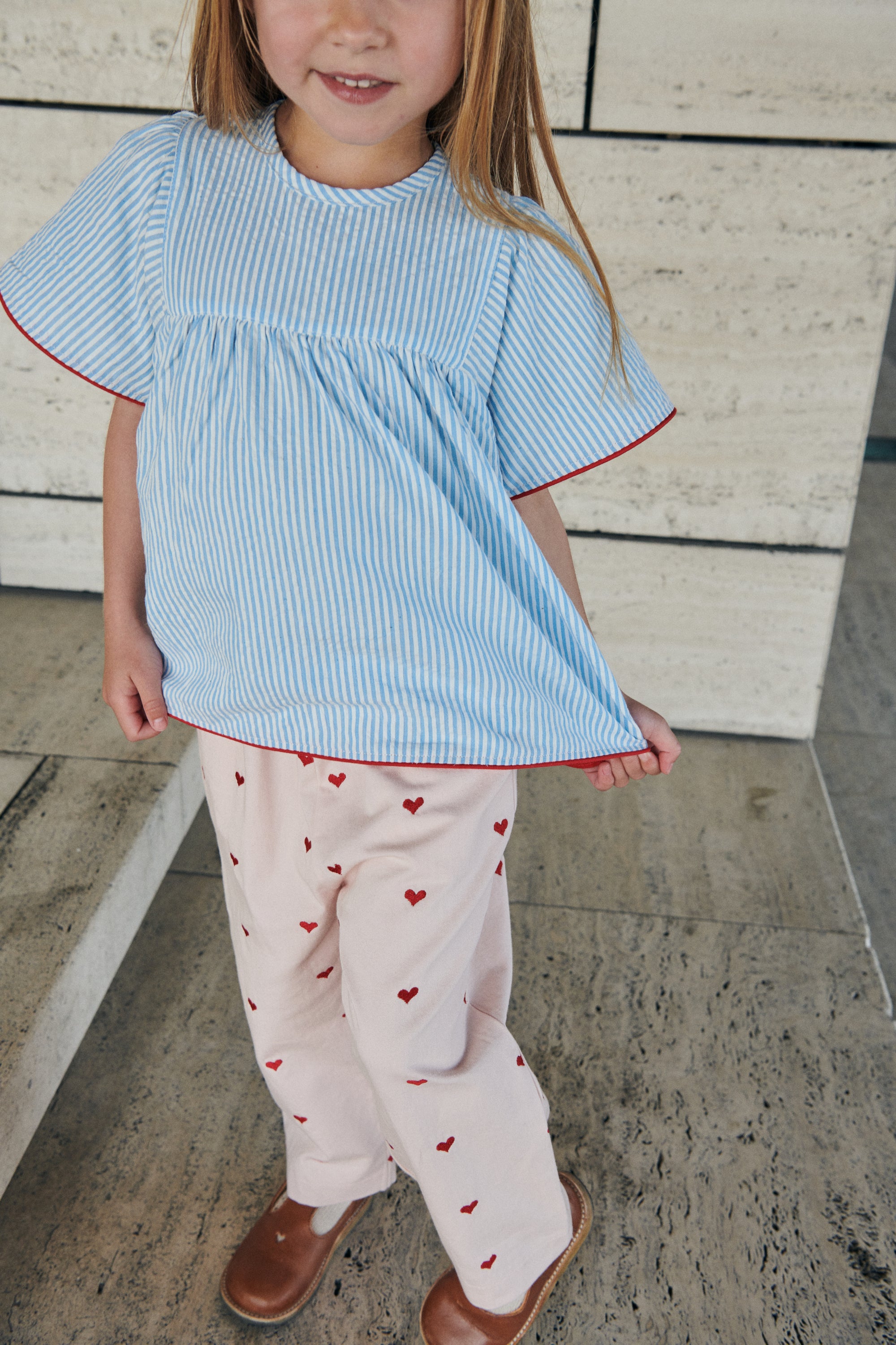 Copenhagen Colors Bluse - Sky blue/Cream stripe