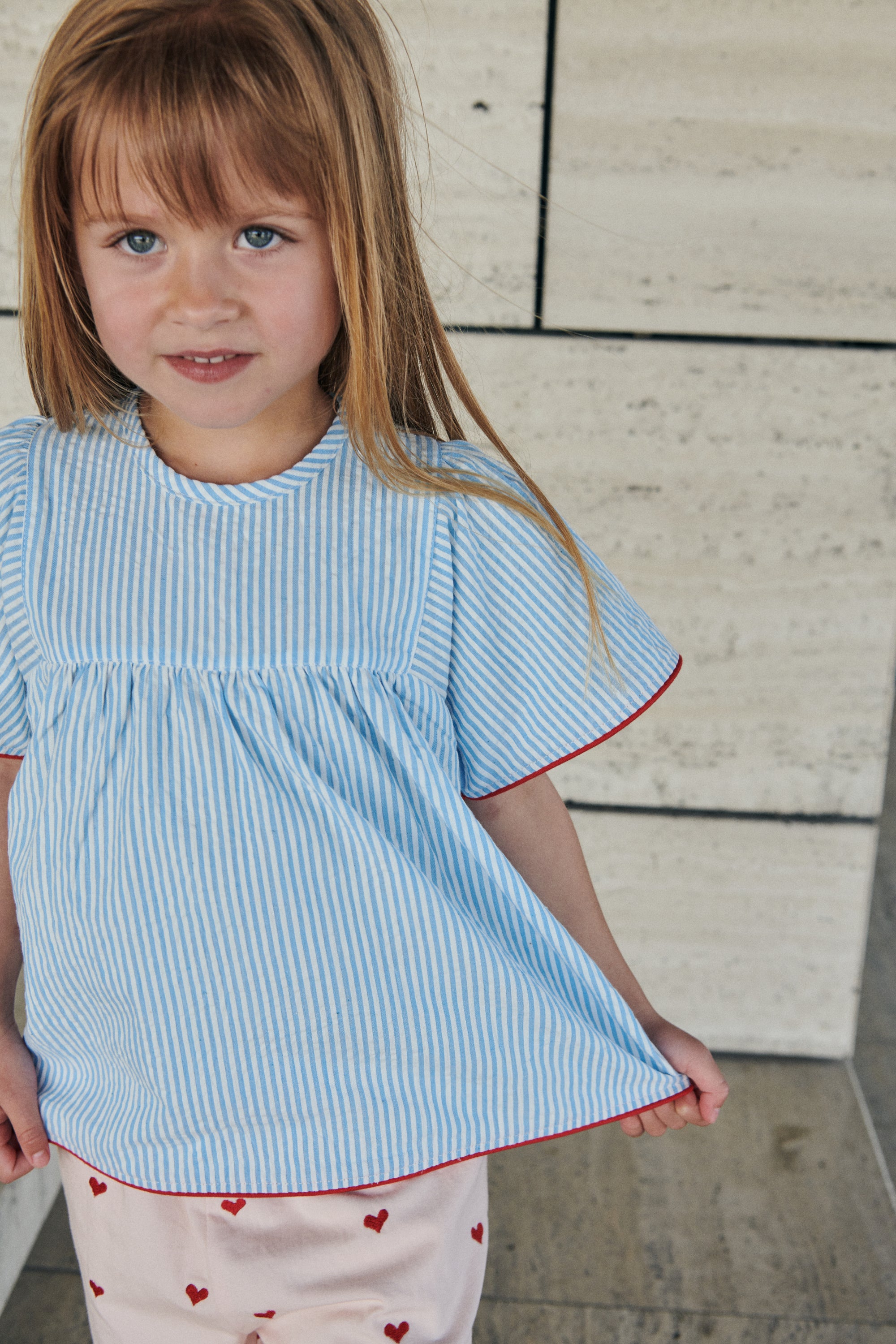 Copenhagen Colors Bluse - Sky blue/Cream stripe