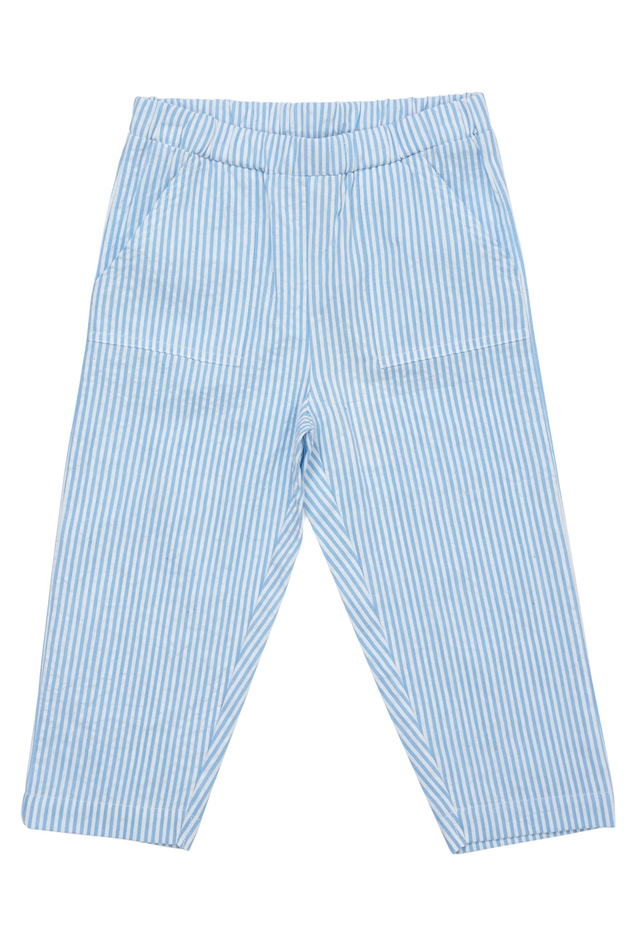 Copenhagen Colors Pants - Sky Blue/Cream stripe