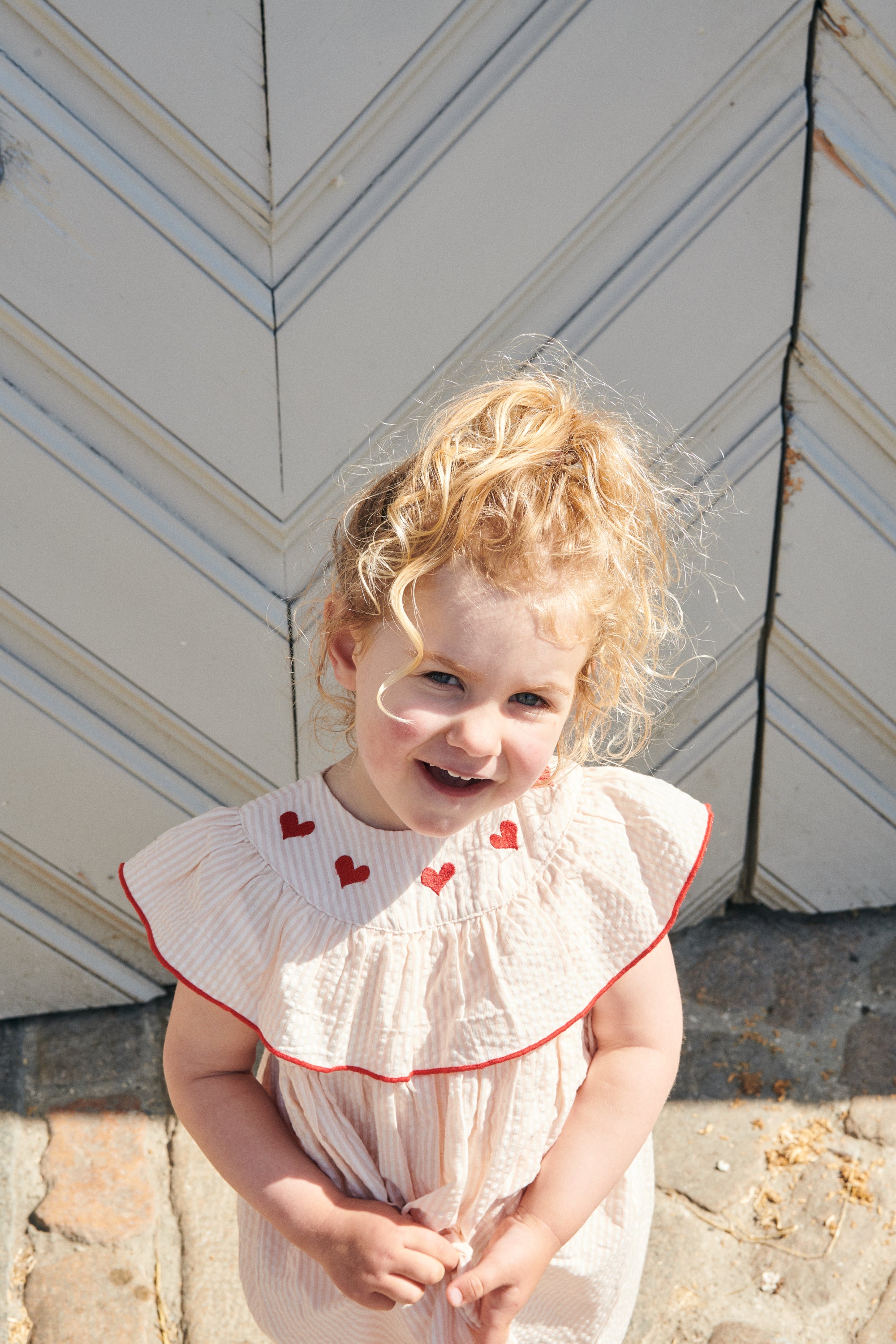 Copenhagen Colors Kjole med hjerter - Dusty Rose/Cream stripe