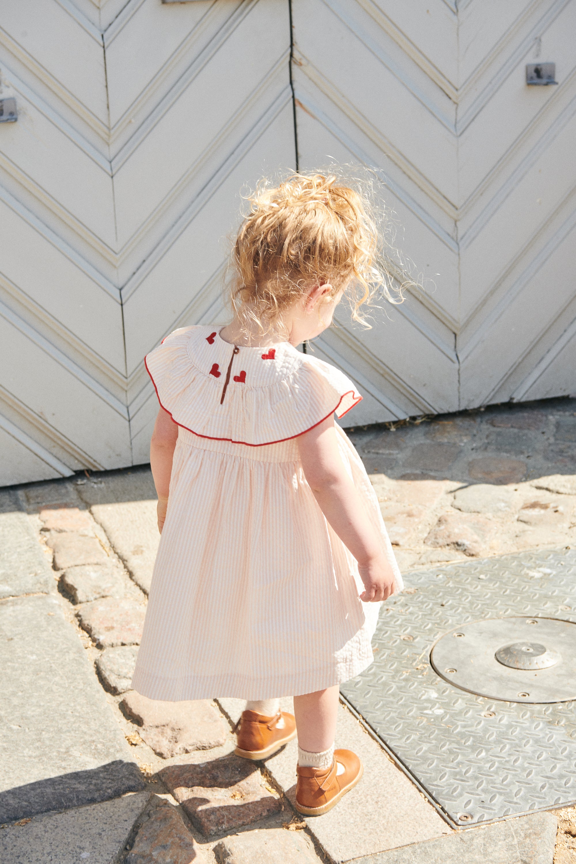 Copenhagen Colors Kjole med hjerter - Dusty Rose/Cream stripe